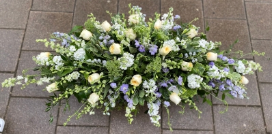 Casket Spray in Blue and Cream