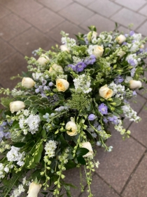 Casket Spray in Blue and Cream