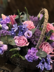 Pink and Lilac flower basket